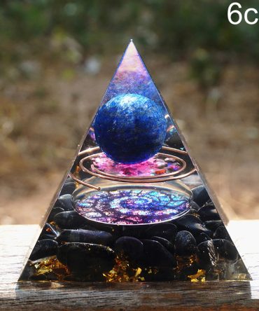 Natural Tiger Eye Orgonite Pyramid Heal Crystals Ball Energy Generator Reiki Chakra Multiplier Orgone Amethyst Meditation Stone