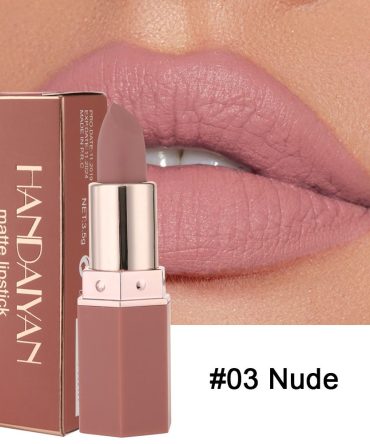 Handaiyan 6 Colors Matte Waterproof Velvet Nude Lipstick Sexy Red Brown Pigments Makeup Long Lasting Profissional