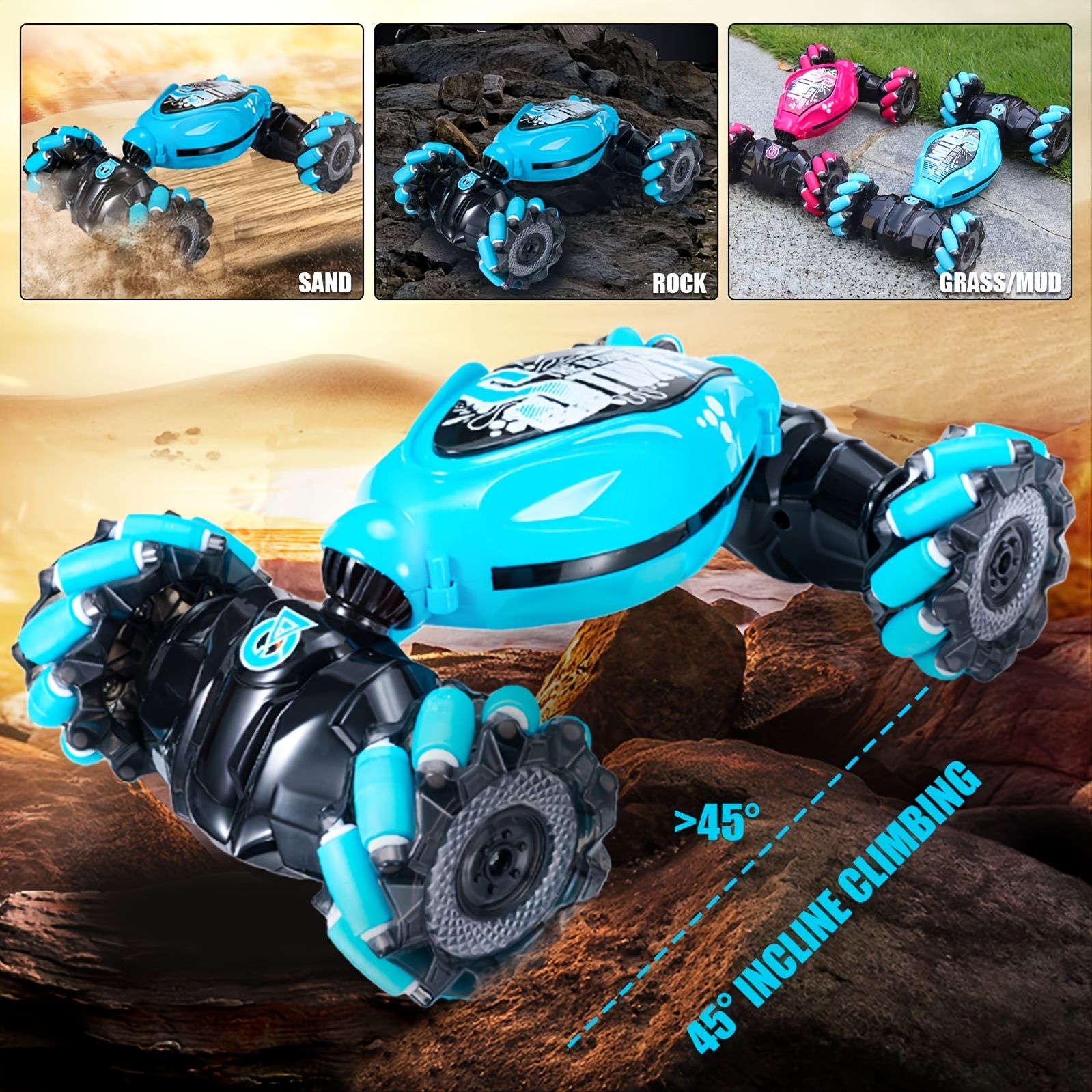 Gesture RC Car; 4WD 2.4G Remote Control Car Foe Boys And Adults; Hand Controlled RC Car; All Terrains Monster Trucks For Boys Gusture RC Stunt Car 360° Flips Gift For Age 4-12 With Light Music - Image 6
