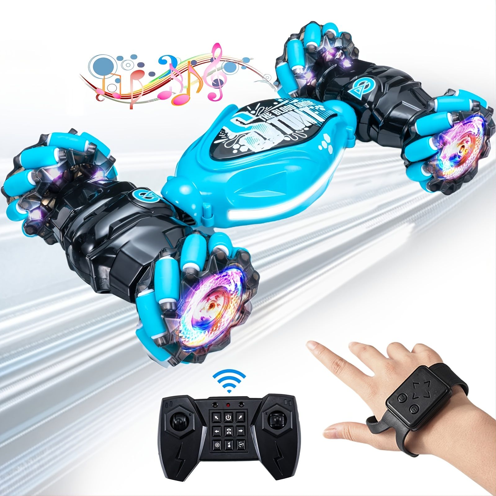 Gesture RC Car; 4WD 2.4G Remote Control Car Foe Boys And Adults; Hand Controlled RC Car; All Terrains Monster Trucks For Boys Gusture RC Stunt Car 360° Flips Gift For Age 4-12 With Light Music - Image 9