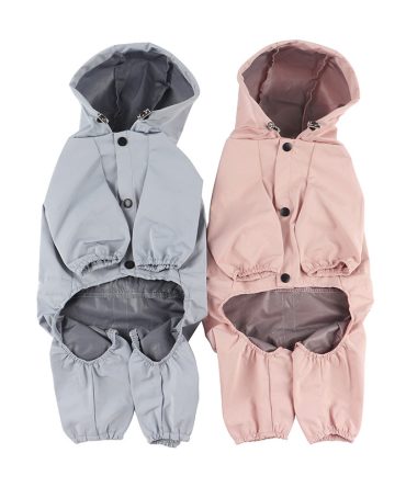 Pet dog clothing waterproof breathable reflective clothing small dog raincoat; Light reflecting strip