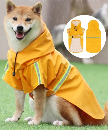 large and small dog raincoat cloak type reflective strip pet raincoat windproof rainproof dog hooded raincoat