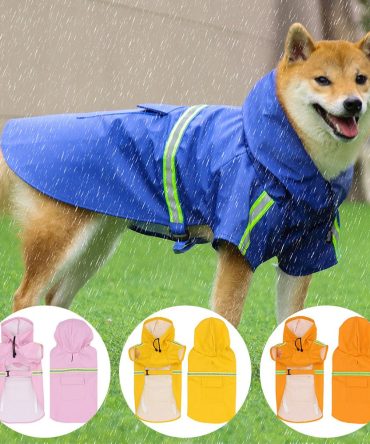 Pet raincoat for large and small dog; PU waterproof big dog raincoat; outdoor reflective dog raincoat