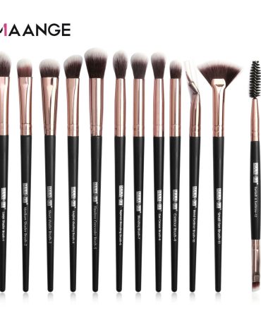 MAANGE 12pcs Eye Makeup Brushes Set With Cosmestic Bag Eyeshadow Blending Eyeliner Eyelash Eyebrow Brushes Make Up Professional