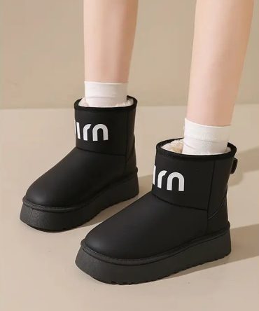 Winter new high-top fashion women's cotton boots leather waterproof and fleece warm leisure snow boots