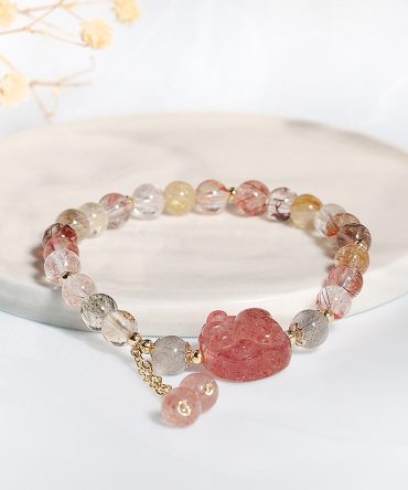 Badu Natural Crystal Bracelet Niche Color Hair Crystal Tassel Bracelet Strawberry Crystal