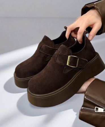 Spring new suede thick sole increase casual women's shoes fashion trend loafers