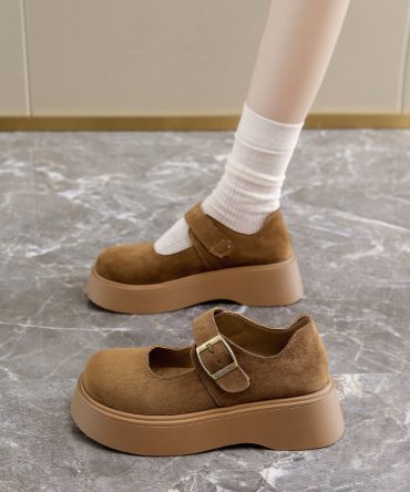 Women's new thick soled love shoes Mary Jane small leather shoes Boken British style retro women's shoes