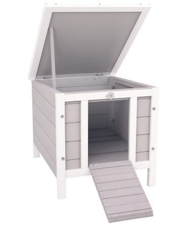 Rabbit Pen, Outdoor Wooden Rabbit Hutch Bunny Guinea Pig Cage with Waterproof Roof Gray