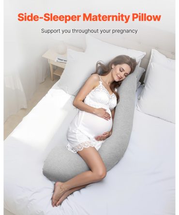 Pregnancy Pillows for Side Sleeping, L-Shaped Maternity Pillow for Pregnant Women, Soft & Breathable Pregnancy Body Pillow with Washable Jersey Cover for Head Neck Belly Leg Support, Light Gray