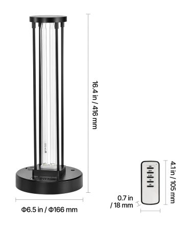 UV Light, 36W Ultraviolet Lamp with Ozone Purifier, UVC Lamp with 30/60/120 Minutes 3-Gear Timer and Remote Control, for Room up to 400 sqft, UVO Lights for Living Room, Bedroom, Hotel, School
