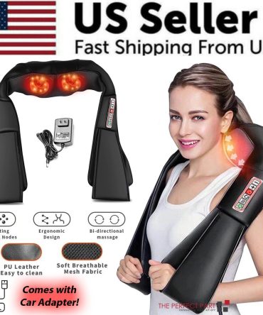 Shiatsu Back Neck and Shoulder Massager with Heat Deep Tissue 3D Kneading Pillow