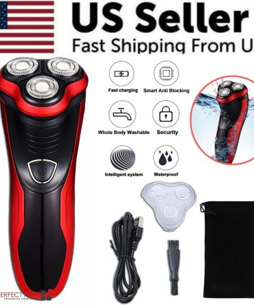 Men's Razor Rotary Waterproof Electric Shaver Pop-Up Trimmer Wet Dry Cordless