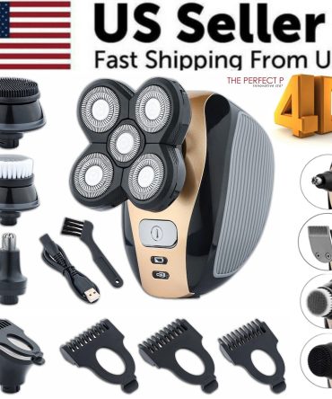 5-in-1 Rotary Electric Shaver 4D Rechargeable Bald Head Hair Beard Trimmer Razor