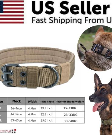 2" Wide Tactical Heavy Duty Nylon Large Dog Collar K9 Military With Metal Buckle