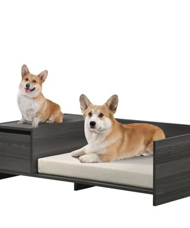 Esme Ash Gray 47" Wide Modern Comfy Pet Bed with Cushion and Side Storage Compartment