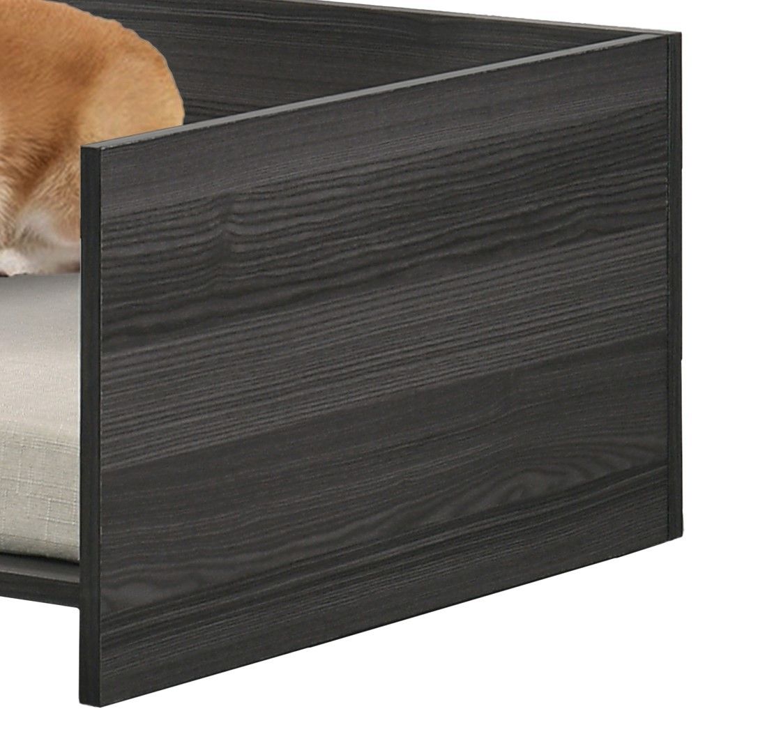 Esme Ash Gray 47" Wide Modern Comfy Pet Bed with Cushion and Side Storage Compartment - Image 3