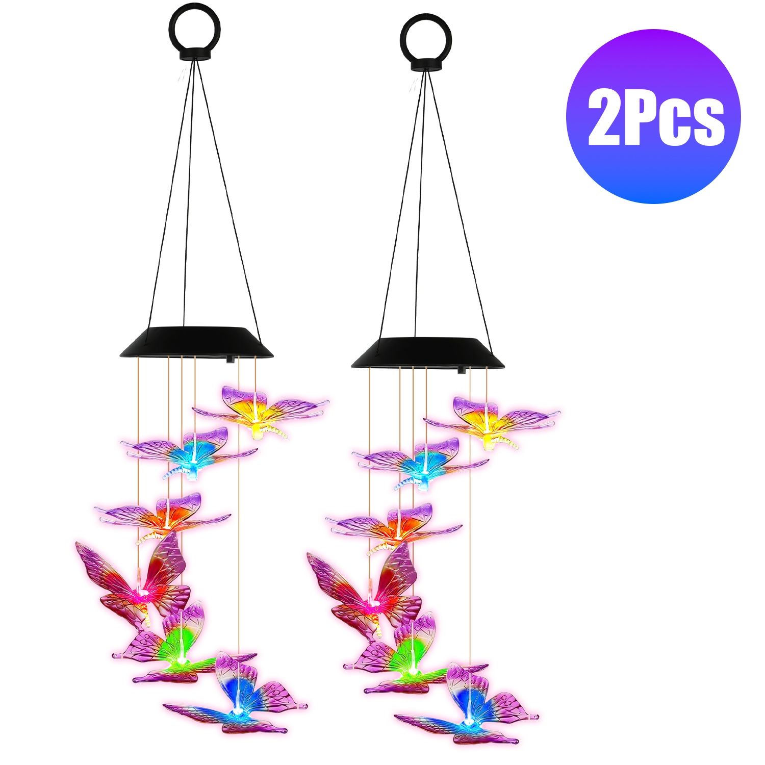 Solar Butterfly Wind Chime 7 Color Changing Wind Chime for Outside IPX4 Waterproof Outdoor Garden Yard Decor - Image 11
