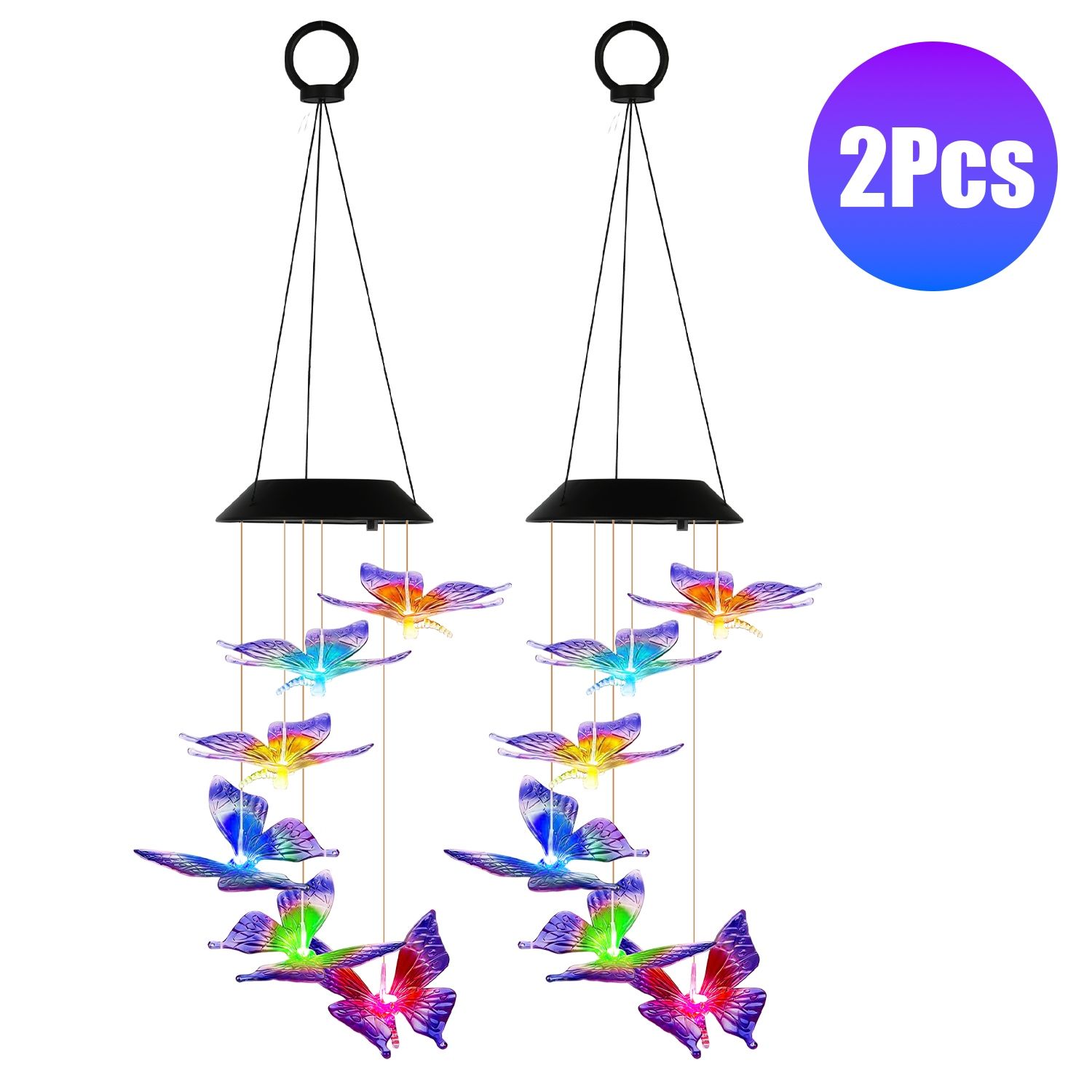 Solar Butterfly Wind Chime 7 Color Changing Wind Chime for Outside IPX4 Waterproof Outdoor Garden Yard Decor - Image 24