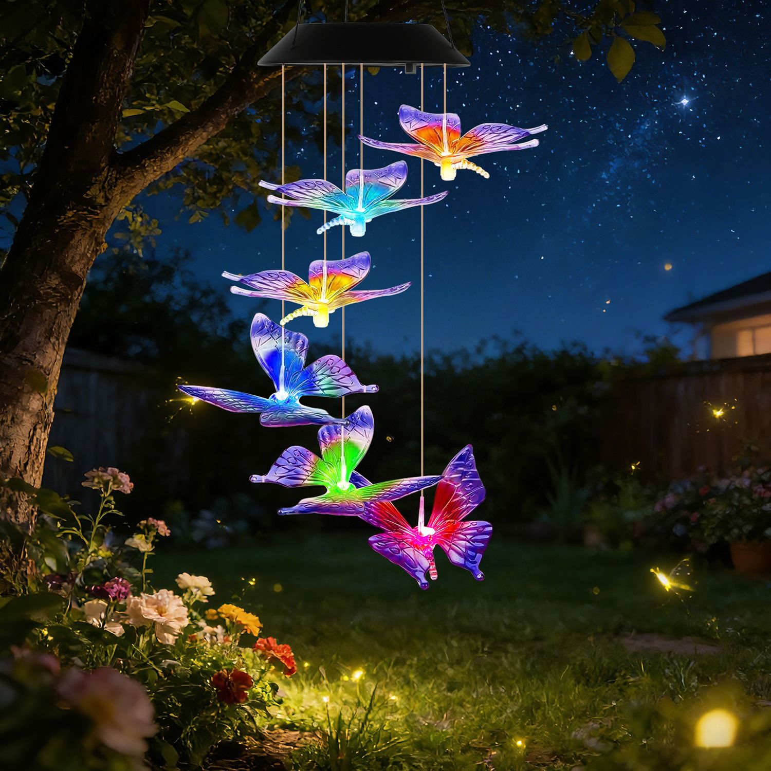 Solar Butterfly Wind Chime 7 Color Changing Wind Chime for Outside IPX4 Waterproof Outdoor Garden Yard Decor - Image 22
