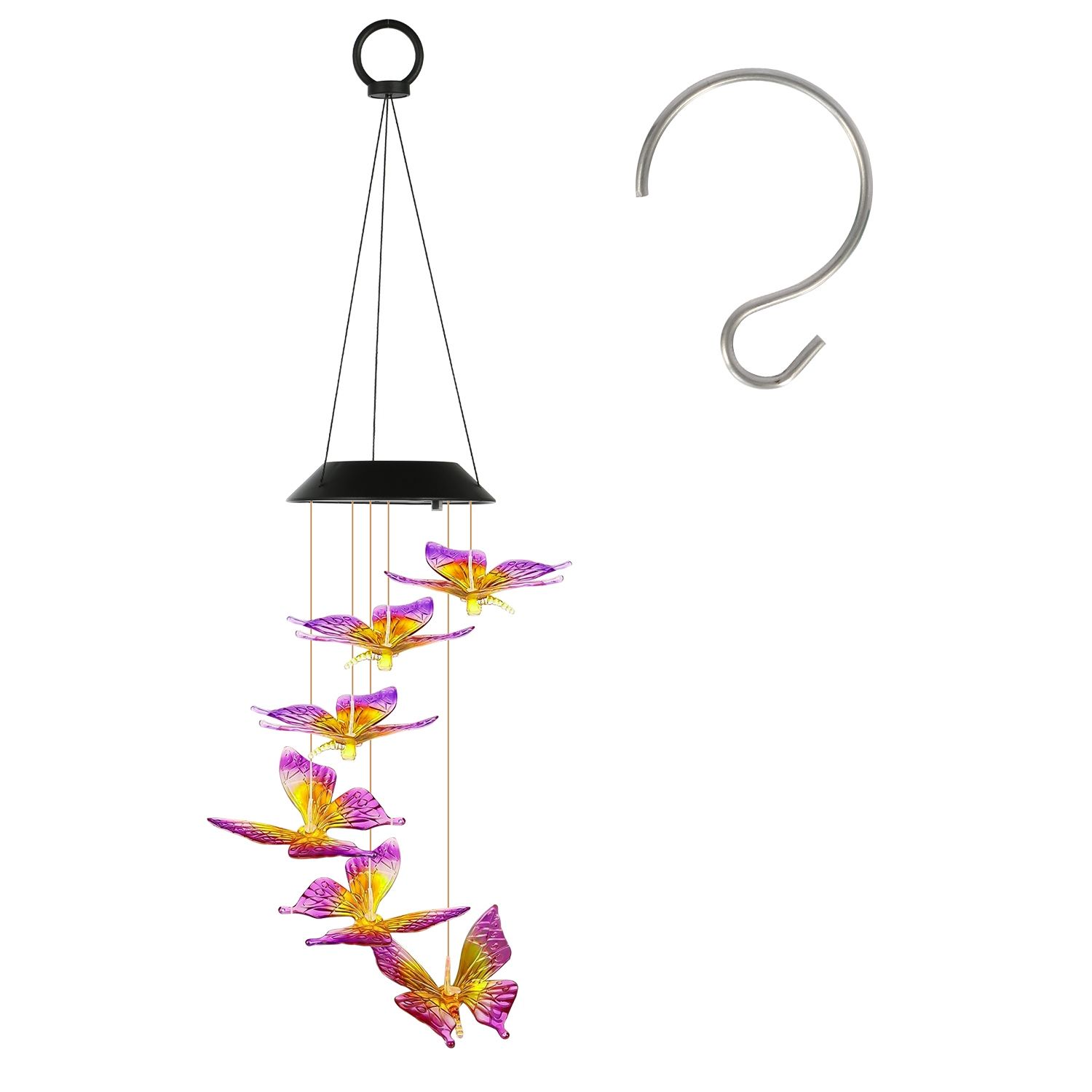 Solar Butterfly Wind Chime 7 Color Changing Wind Chime for Outside IPX4 Waterproof Outdoor Garden Yard Decor - Image 38