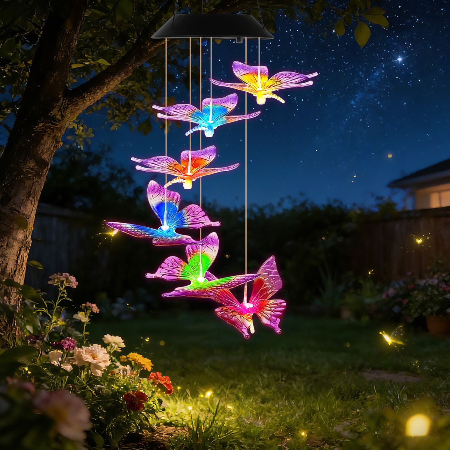 Solar Butterfly Wind Chime 7 Color Changing Wind Chime for Outside IPX4 Waterproof Outdoor Garden Yard Decor - Image 36