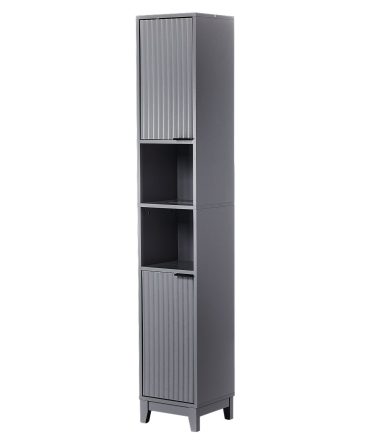 Gray particleboard with melamine veneer and MDF grid vacuum forming, 30*28*170cm, two doors and two shelves, bathroom vanity