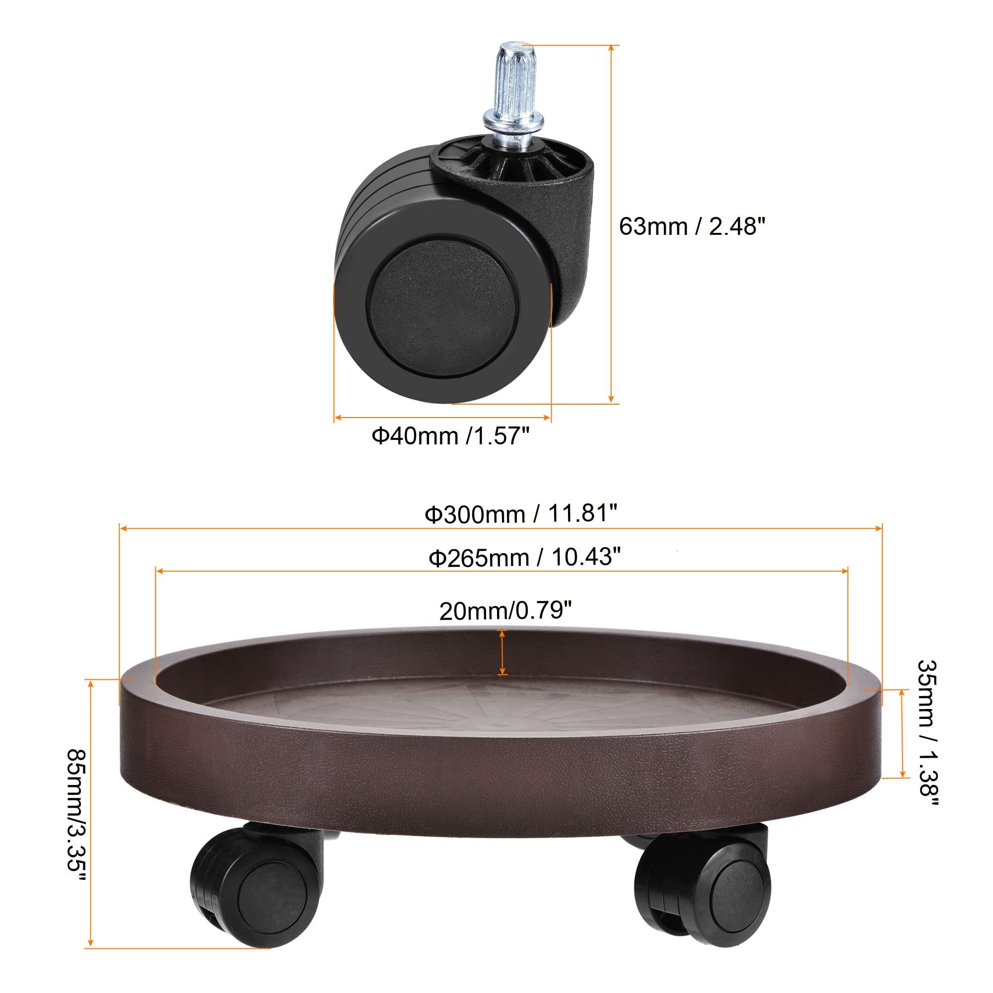 8 Pack Plant Caddy with Wheels, Heavy Duty 12.2 Inch Rolling Plant Stand for Moving Potted Flowers Indoor Outdoor, Brown - Image 3