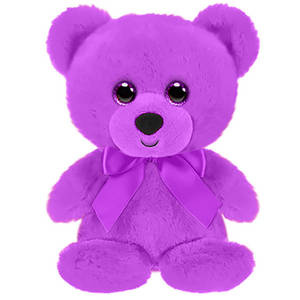 RAINBOW BEAR (PURPLE) 6 INCHES SITTING