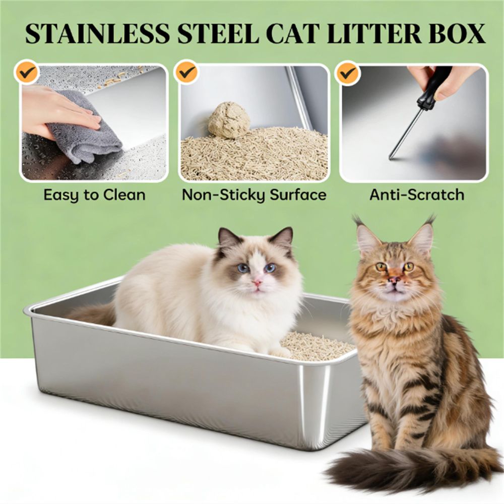 Cat litter box, stainless steel garbage bin, cat garbage bin - Image 2