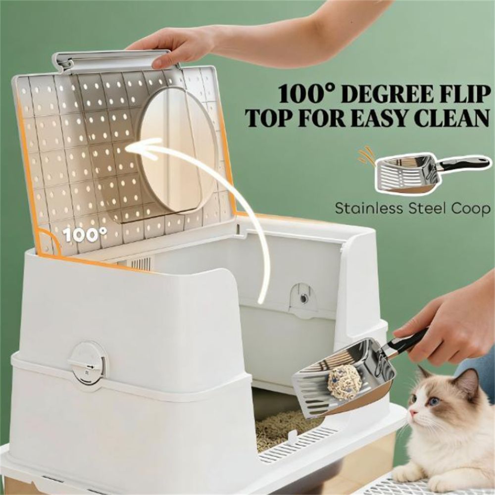 Cat litter box, stainless steel garbage bin, cat garbage bin - Image 3
