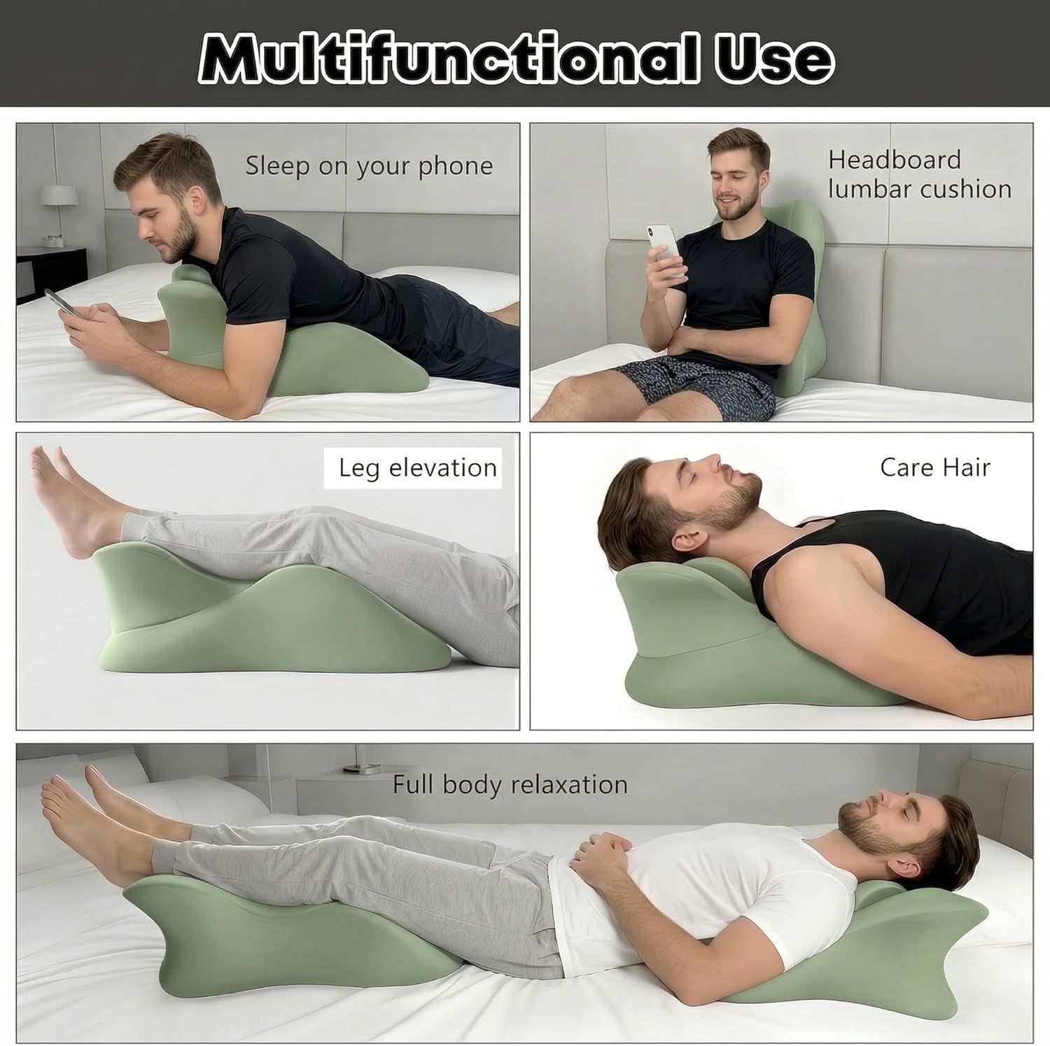 Wedge Pillow,Ergonomic Memory Foam, Contoured Support Pillows, 27° Angled Support for Waist and Neck, Multi-Position Support Pillow - Image 6