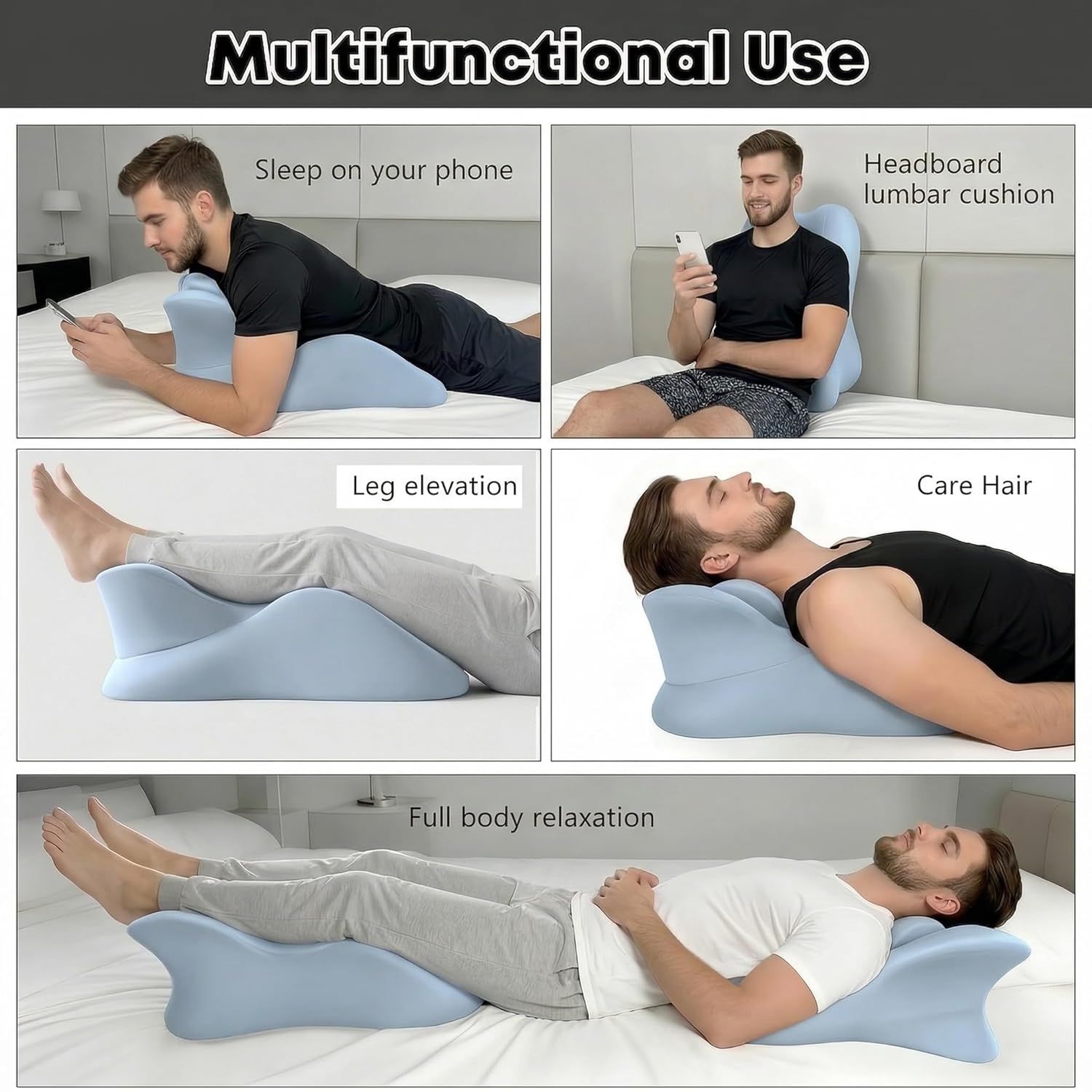 Wedge Pillow,Ergonomic Memory Foam, Contoured Support Pillows, 27° Angled Support for Waist and Neck, Multi-Position Support Pillow - Image 20
