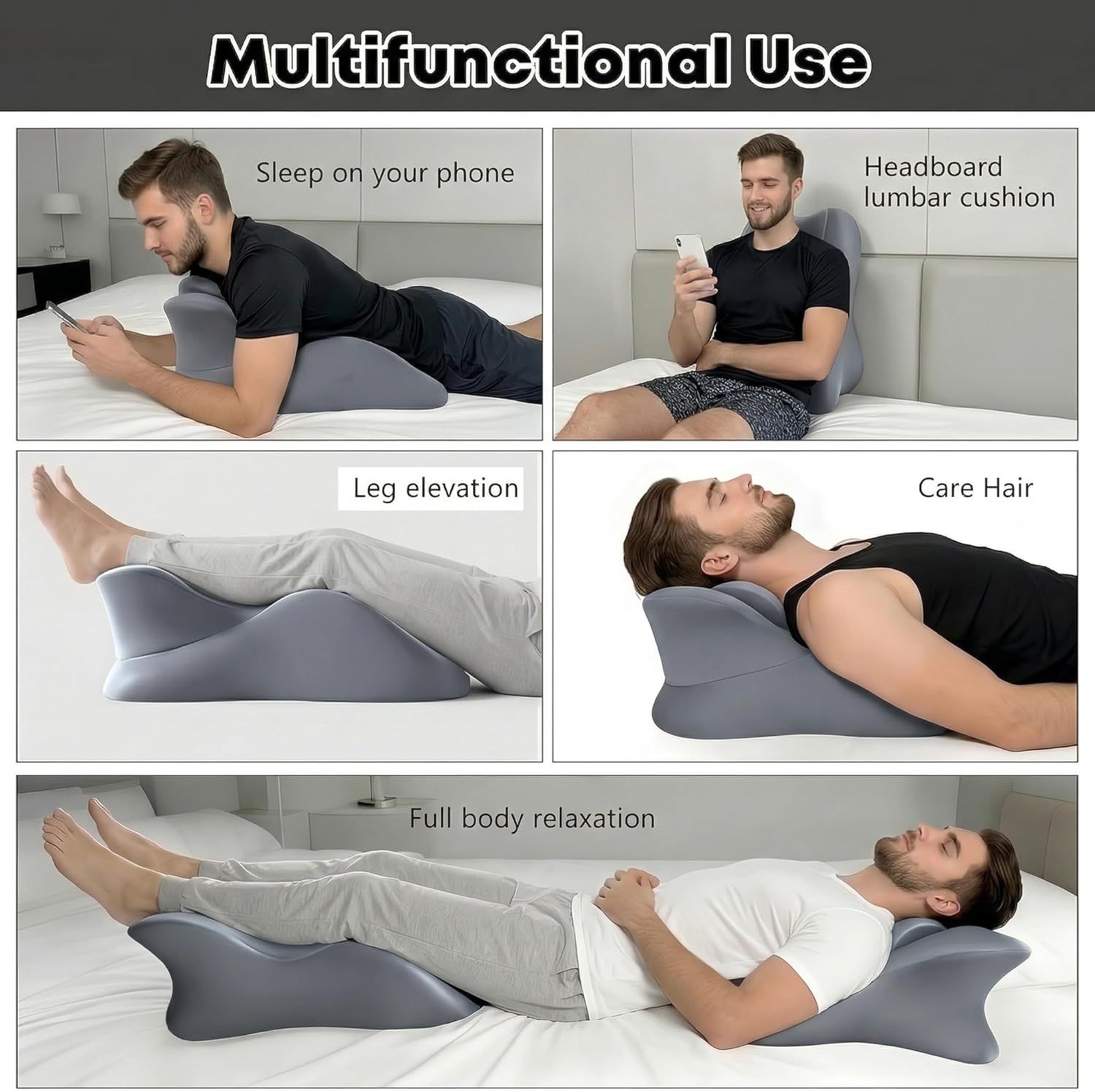 Wedge Pillow,Ergonomic Memory Foam, Contoured Support Pillows, 27° Angled Support for Waist and Neck, Multi-Position Support Pillow - Image 11