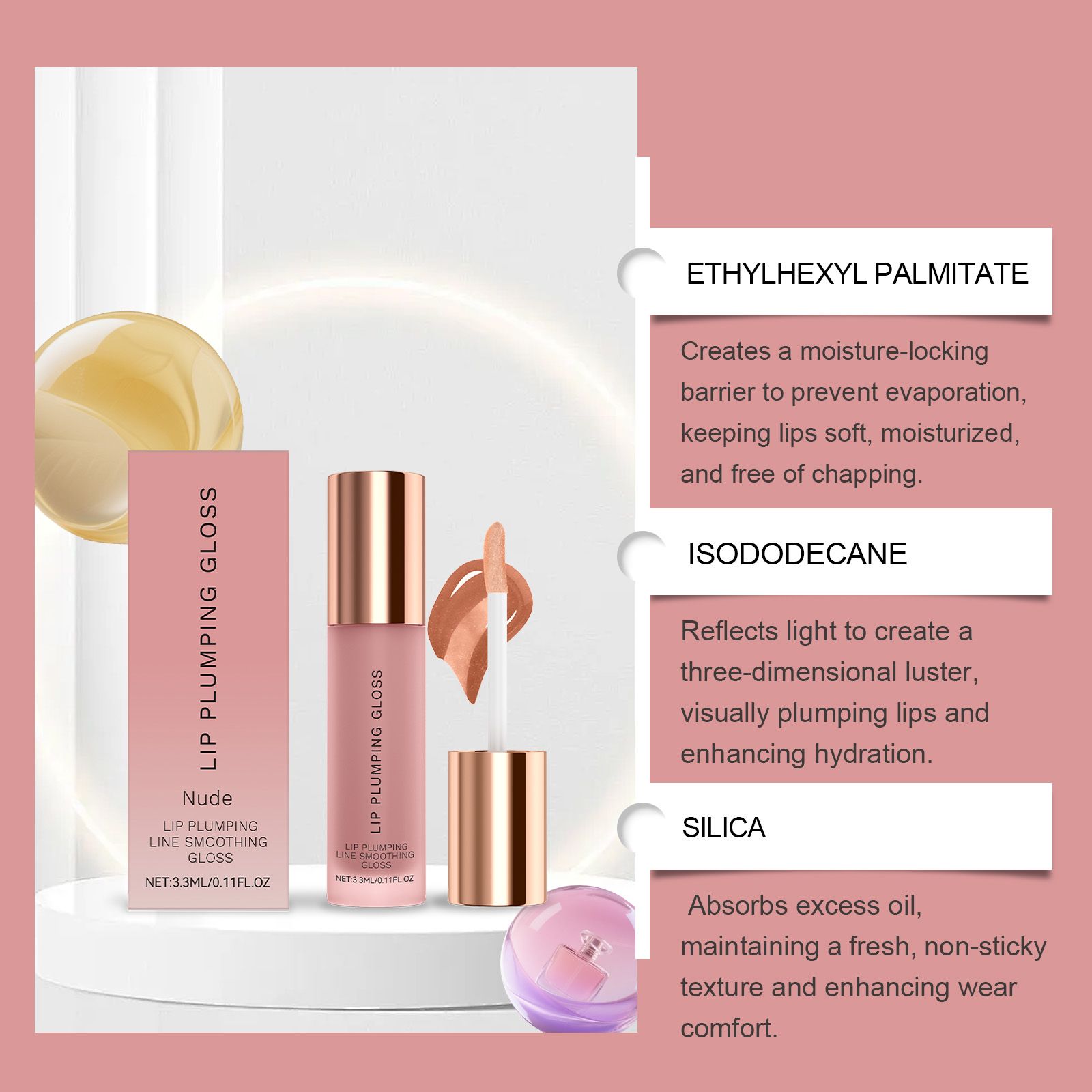AMZ Hydrating Lip Gloss Lip Nourishing Lip Gloss Hydrating Water Light Glass Lip Care Lip Oil - Image 5
