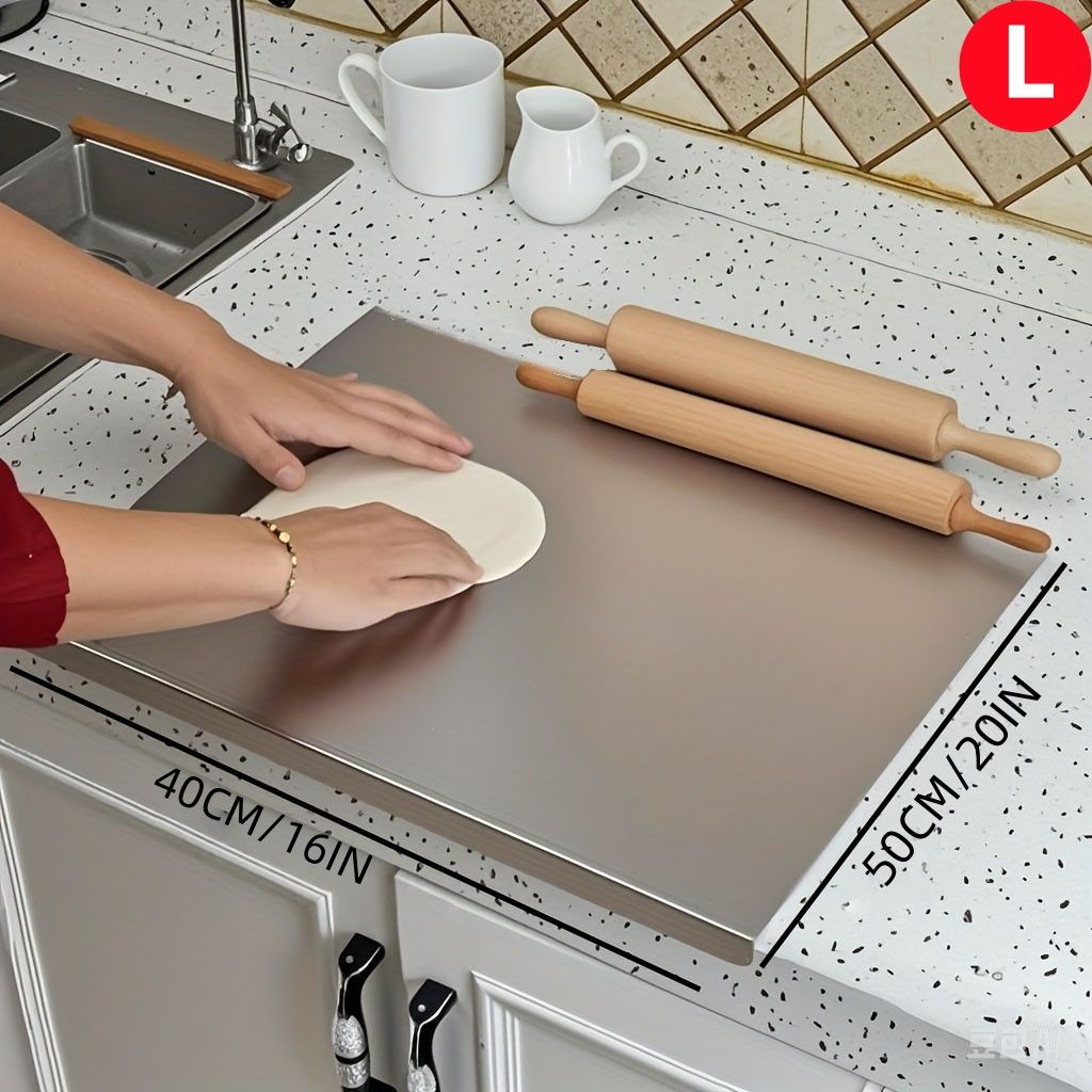 Stainless Steel Cutting Board with Lip for Kitchen Chopping Boards for Countertop Large Metal Cutting Board over Sink Suitable for Meat Fruits Vegetables Bread Noodle and Pizza Bamboo Knives - Image 12