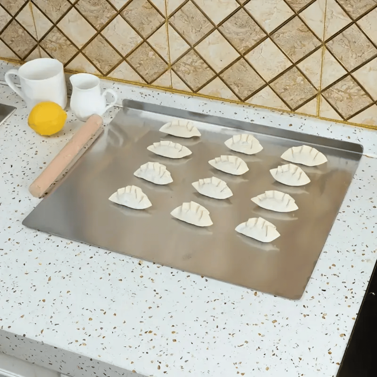 Stainless Steel Cutting Board with Lip for Kitchen Chopping Boards for Countertop Large Metal Cutting Board over Sink Suitable for Meat Fruits Vegetables Bread Noodle and Pizza Bamboo Knives - Image 6