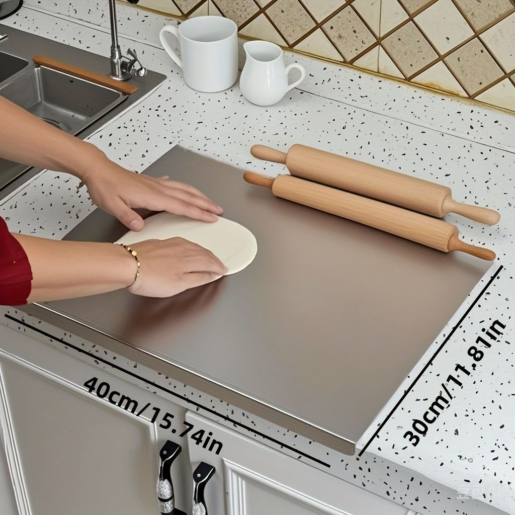 Stainless Steel Cutting Board with Lip for Kitchen Chopping Boards for Countertop Large Metal Cutting Board over Sink Suitable for Meat Fruits Vegetables Bread Noodle and Pizza Bamboo Knives - Image 25