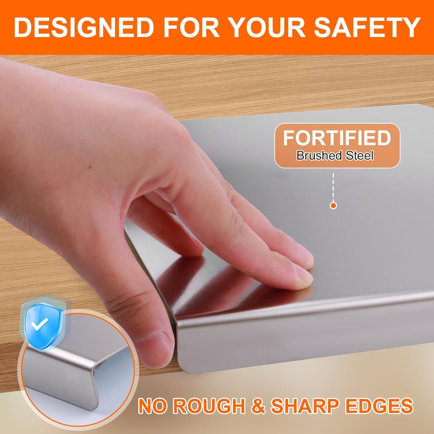 Stainless Steel Cutting Board with Lip for Kitchen Chopping Boards for Countertop Large Metal Cutting Board over Sink Suitable for Meat Fruits Vegetables Bread Noodle and Pizza Bamboo Knives - Image 28