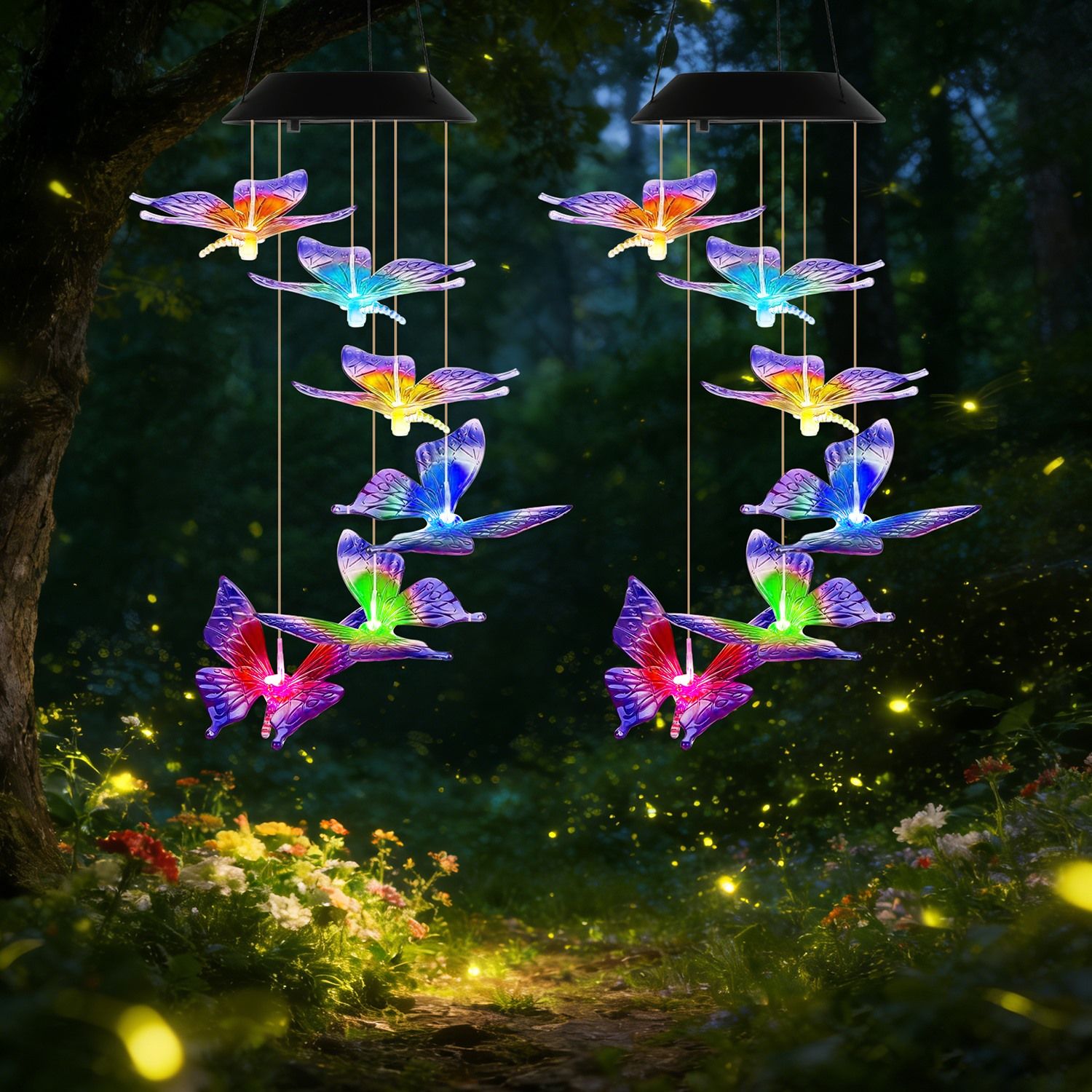Outdoor Solar Wind Chimes with Butterfly Design, Color Changing LED Light, Waterproof Wind Chime for Garden & Home Decoration - Image 8