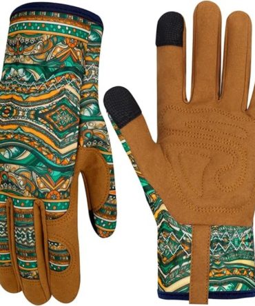 Leather Gardening Gloves for Women Thorn Proof Garden Gloves Touch Screen Working Gloves Gifts,M