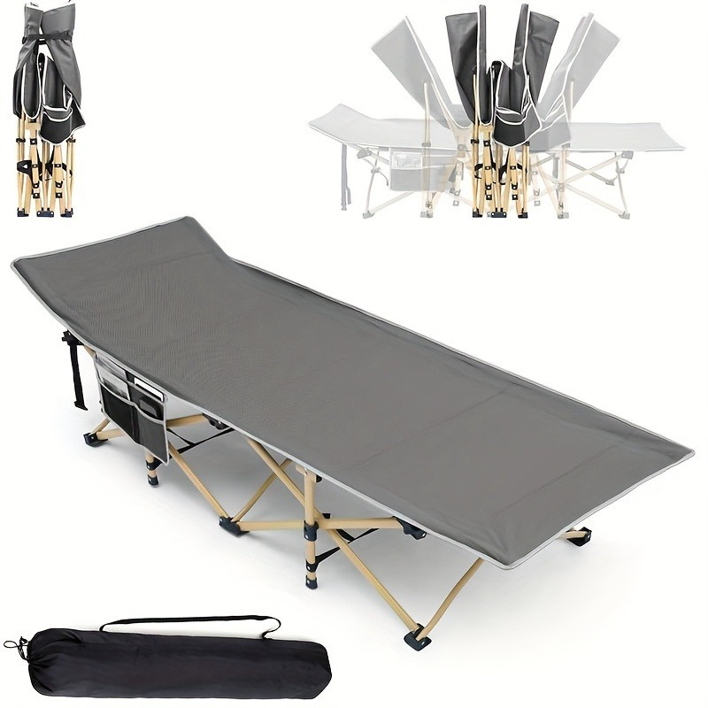 75-inch heavy-duty queen-size folding bed, 10-leg design for stable support, portable camping bed with side pockets and mattress, winter camping equipment - Image 3