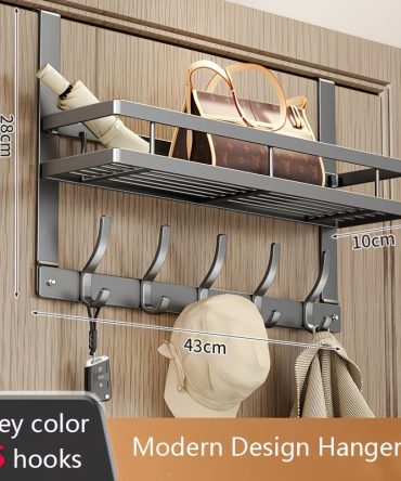 2PCS Over The Door Organizer with Metal Storage Shelves, Easy Install Door Hanging Rack for Bathroom Bedroom Kitchen Pantry, Space Saving Home Organizer, Christmas & Halloween Gift