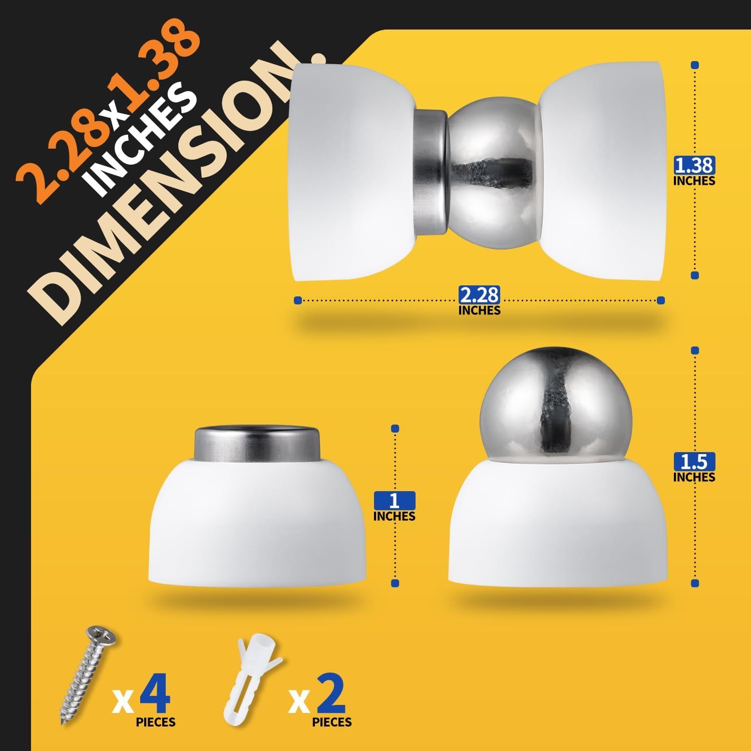 Powerful Magnetic Door Stopper - 2 Pcs Stainless Steel Mini Door Stop, Heavy Duty Magnetism Door Holder for Bedroom, Bathroom, Kitchen, Home, Office - Image 18