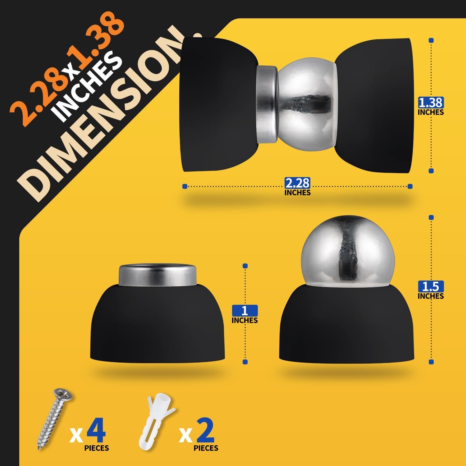 Powerful Magnetic Door Stopper - 2 Pcs Stainless Steel Mini Door Stop, Heavy Duty Magnetism Door Holder for Bedroom, Bathroom, Kitchen, Home, Office - Image 10