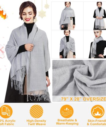 Unisex Oversize Cashmere Wool Shawl Wraps Blanket Winter Solid Scarf Soft Pashmina 79" X 28"