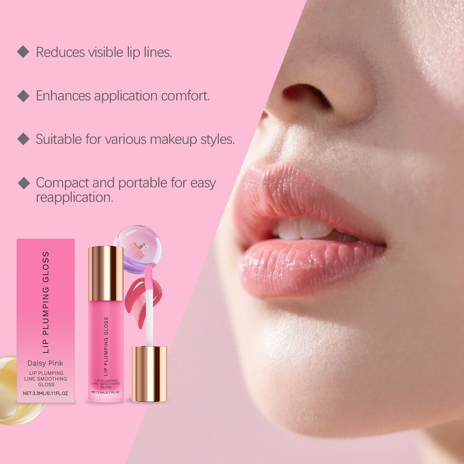 AMZ Hydrating Lip Gloss with Gentle Ingredients for Daily Moisturizing Care, Nourishing Dry Lips, Creating Glass Lip and Plump Lip Effects - Image 6