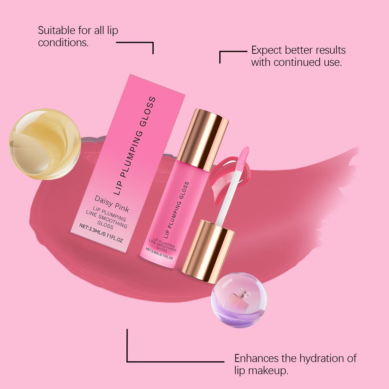 AMZ Hydrating Lip Gloss with Gentle Ingredients for Daily Moisturizing Care, Nourishing Dry Lips, Creating Glass Lip and Plump Lip Effects - Image 9