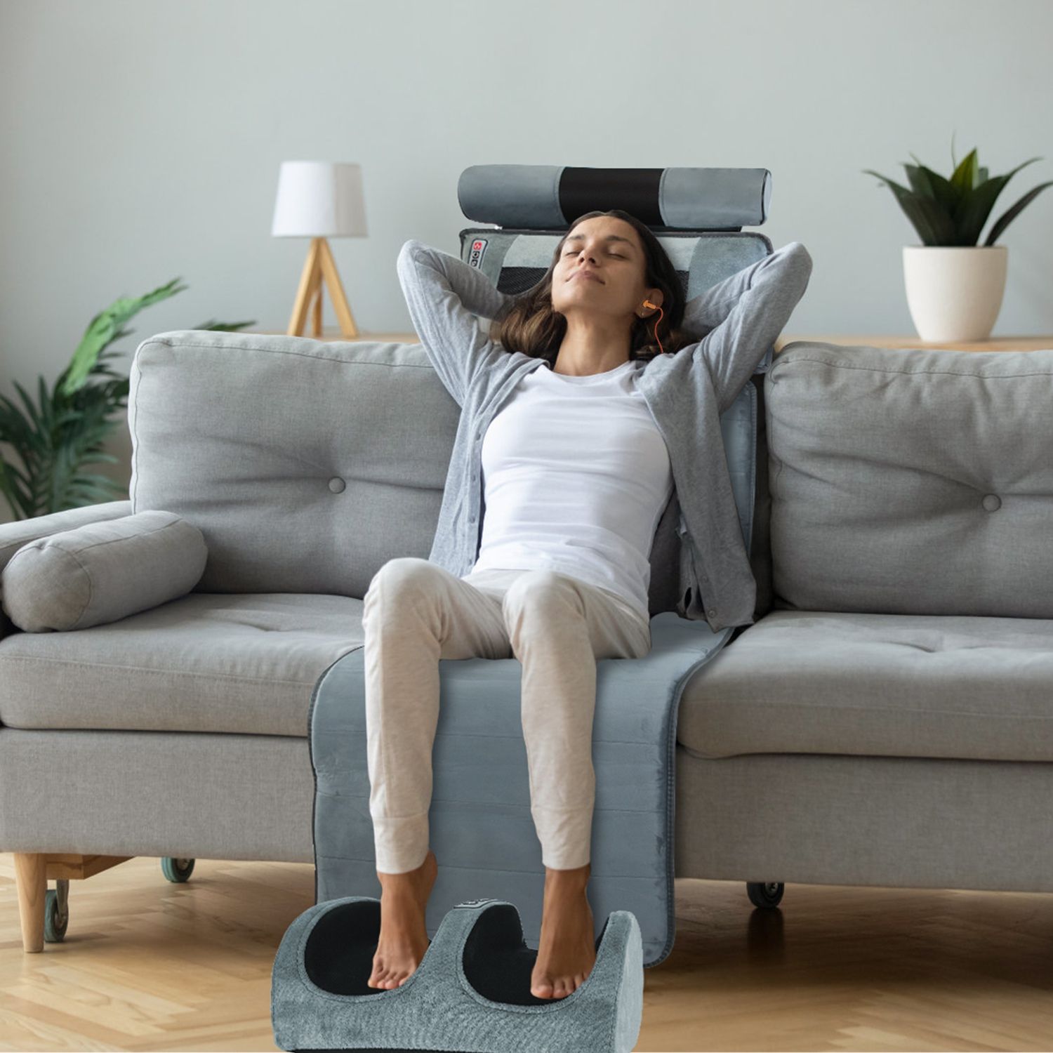 Full Body Electric Massage Mat Heating Vibration Massage Pad Cushion Back Massage Mattress Chair Pad with Neck Foot Massage Head Pillow and Cloth Lumbar Pillow Timer Anti-Slip Bottom Earplugs - Image 13