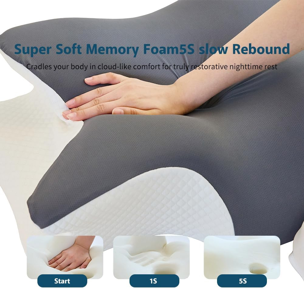 Cervical Memory Foam Pillow – Ergonomic Neck Support for Side, Back & Stomach Sleepers | Odorless Beauty Sleep Pillow for Deep Rest - Image 17